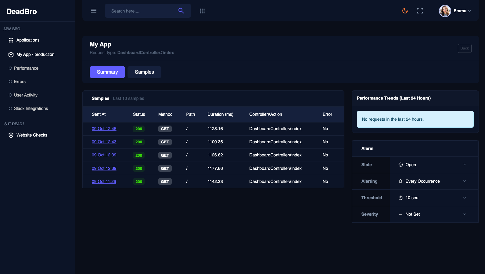 APM Dashboard